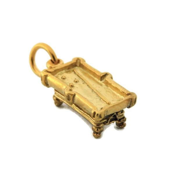 Tiny Pool Table Charm Pendant 14k Yellow Gold